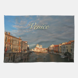 Sunset in Venice Italy Tea Towel