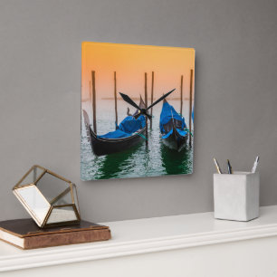 Sunset in Venice Square Wall Clock