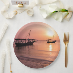 Sunset in Zanzibar Paper Plate