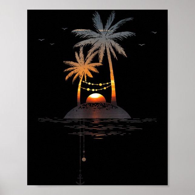 Sunset Island Glow Vacation Mood Poster (Front)