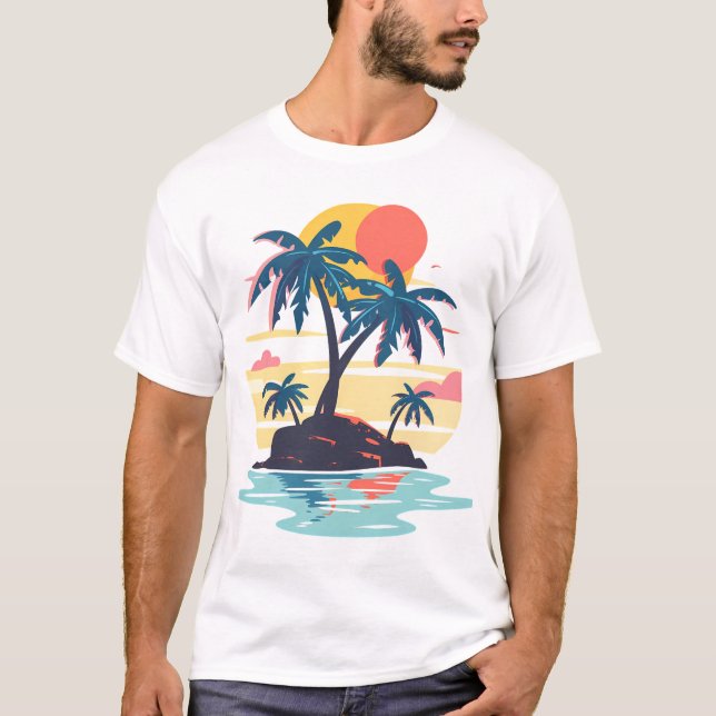 Sunset Island Palm Parade T-Shirt (Front)