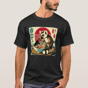 Sunset Japanese Art Wildlife Noodle Lover Lemur Ra T-Shirt
