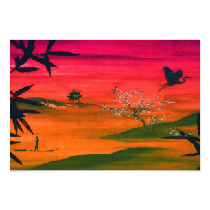 SUNSET JAPANESE LANDSCAPE ART PRINT