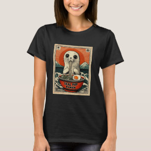 Sunset Japanese Mt. Fuji Noodle Lover Seal Pup Ram T-Shirt