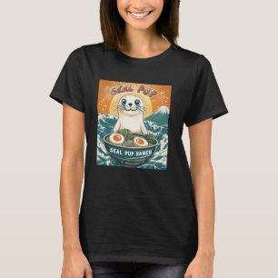 Sunset Japanese Mt. Fuji Noodle Lover Seal Pup Ram T-Shirt