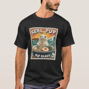 Sunset Japanese Mt. Fuji Postage Stamp Seal Pup Ra T-Shirt