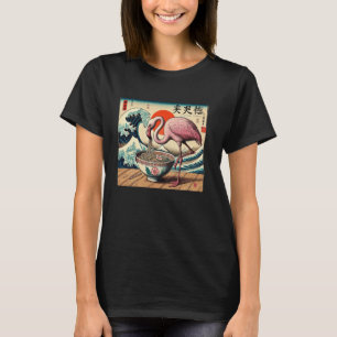 Sunset Japanese Noodles Wave Art Wildlife Flamingo T-Shirt