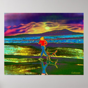Sunset Jog with a dog... Poster