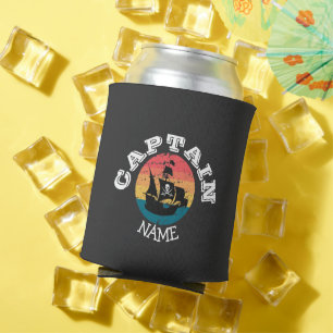 Sunset Jolly Roger Pirate Party Ship Can Cooler