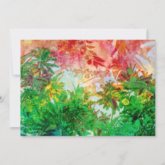 Sunset Jungle Tropical Palm Leaves Holiday Card (Front)