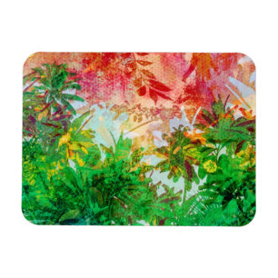 Sunset Jungle Tropical Palm Leaves Magnet