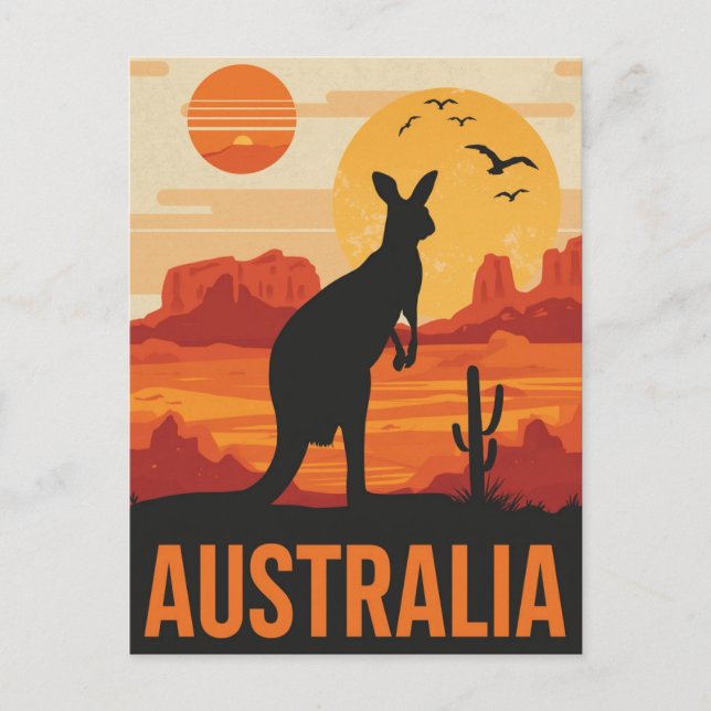 Sunset Kangaroo in Australia Postcard (Front)