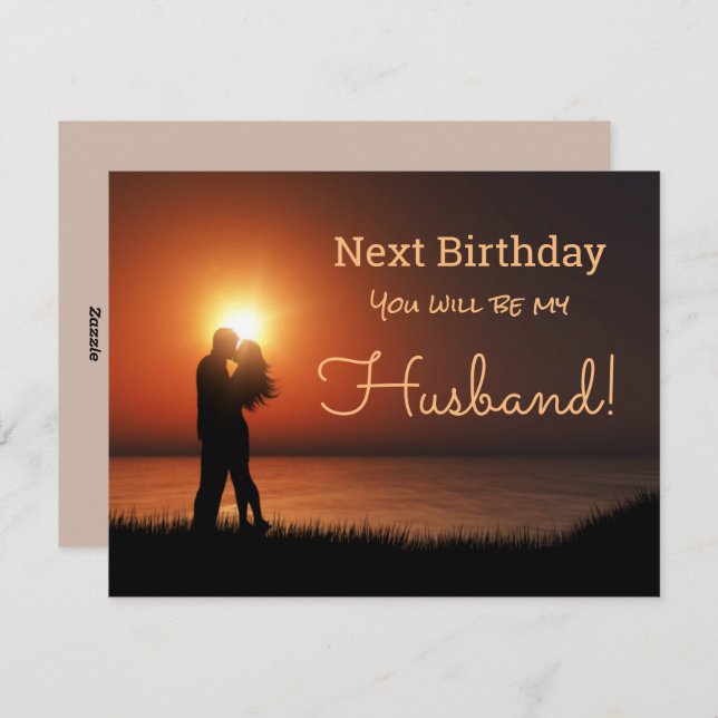Sunset Kiss Happy Birthday Future Husband Holiday Card (Front/Back)