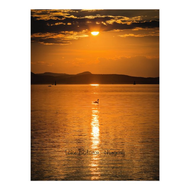 Sunset, Lake Balaton, Hungary Photo Print (Front)