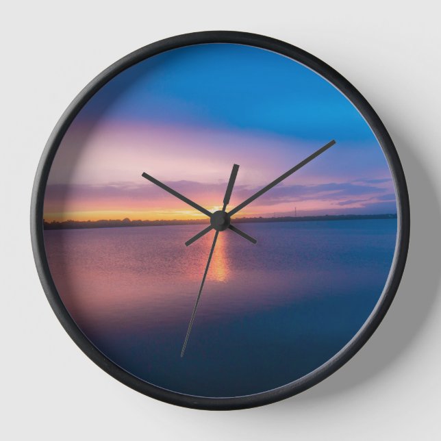 Sunset Lake Landscape Photography Wall Clock – Sce (Front)