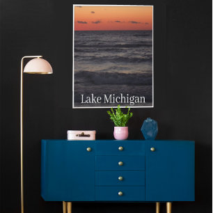 sunset , Lake Michigan Poster