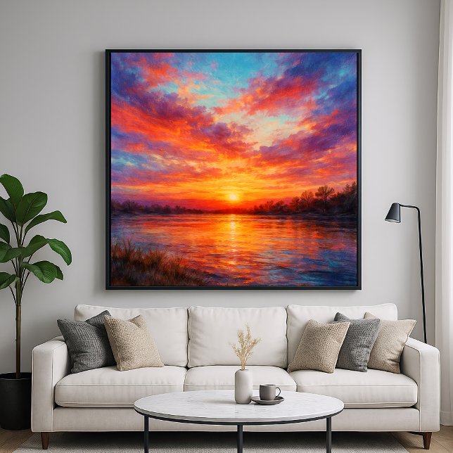 Sunset Lake - Pastel Painting Style Art Poster (Creator Uploaded)