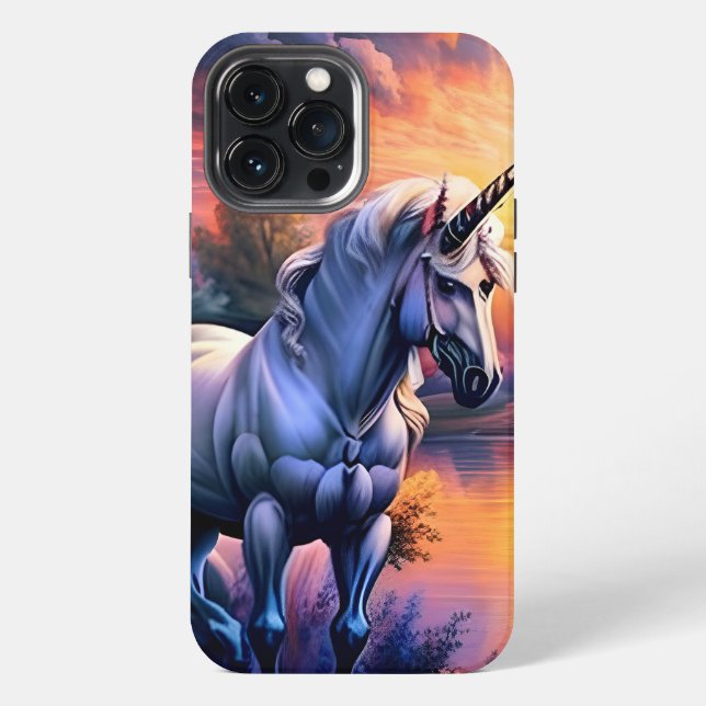 Sunset Lake River Unicorn Seven iPhone Case (Back)