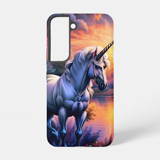 Sunset Lake River Unicorn Seven Samsung Galaxy S22 Case (Back)