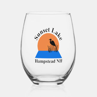Sunset Lake Stemless Wine Glass