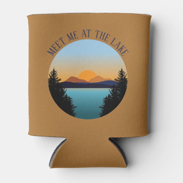 Sunset Lake Vacation Can Cooler (Front)