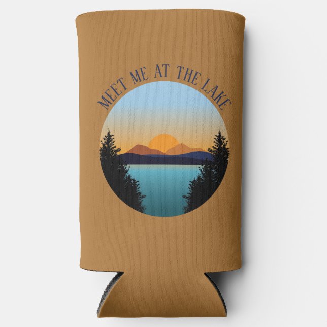Sunset Lake Vacation Seltzer Can Cooler (Front)