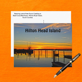 Sunset Landing Skull Creek Boathouse Hilton Head Postcard