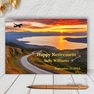 Sunset Landscape Aeroplane Real Foil  Guest Book