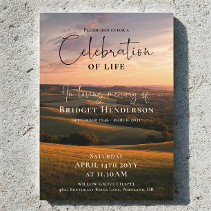 Sunset Landscape Celebration of Life Funeral Invitation