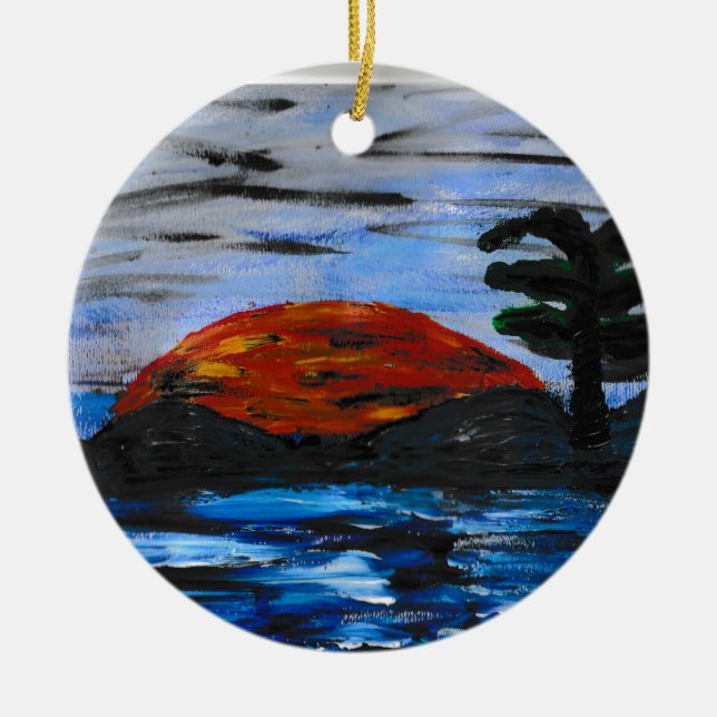 Sunset Landscape  Ceramic Tree Decoration (Front)