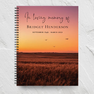 Sunset Landscape In Loving Memory Memorial Guest Notebook