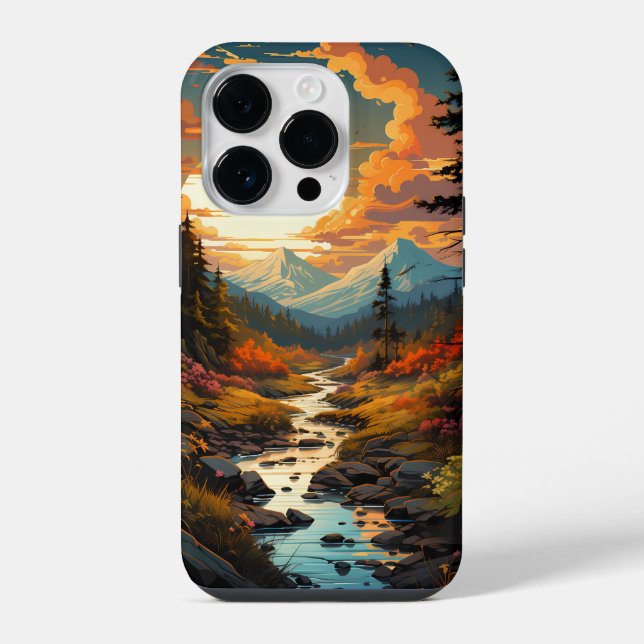 Sunset Landscape Mountain And River iPhone Case (Back)
