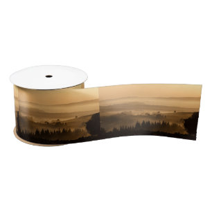 Sunset landscape satin ribbon