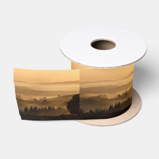 Sunset landscape satin ribbon