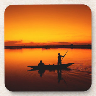 Sunset Landscape with A Boat-68465 Coaster