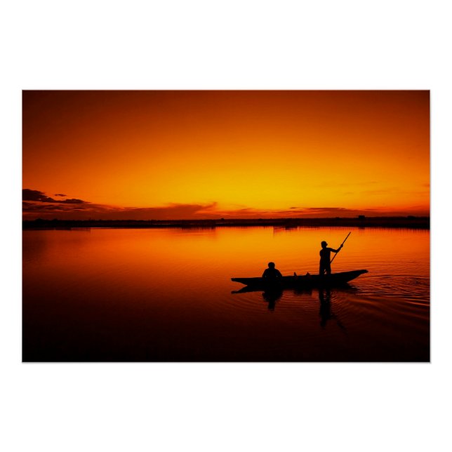 Sunset Landscape with A Boat-68465 Poster (Front)
