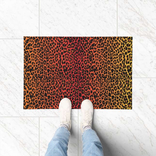 Sunset Leopard Skin Print Doormat (Indoor)