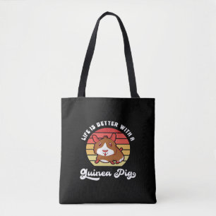 Sunset Life Better With A Guinea Pig Cute Pet Tote Bag