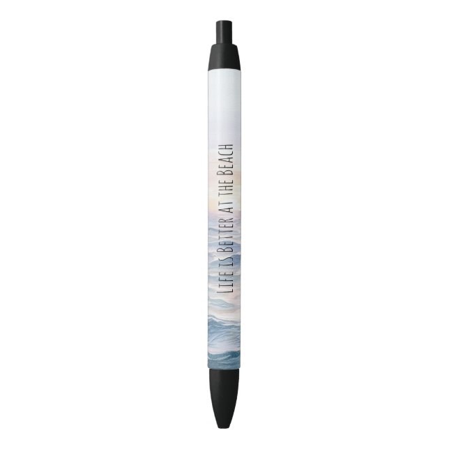 Sunset Life is Better at the Beach Black Ink Pen (Front Vertical)