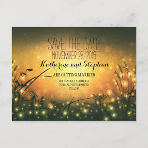 sunset light garden lights save the date postcards