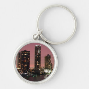 Sunset light over Miami after a storm Key Ring