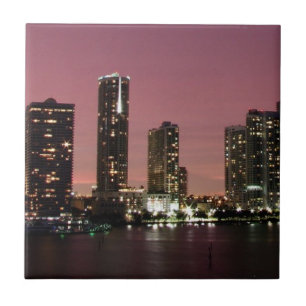 Sunset light over Miami after a storm Tile