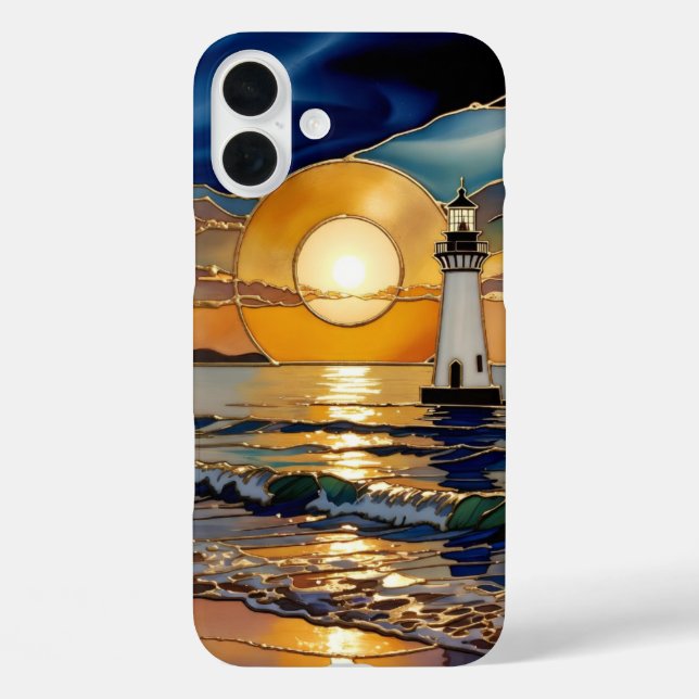 Sunset Lighthouse Phone Case Ocean Glow (Back)