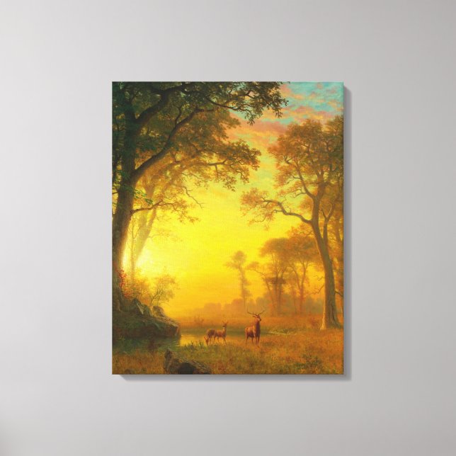 Sunset Lighting the Forest (by Albert Bierstadt) Canvas Print (Front)