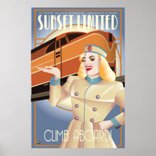 Sunset Limited Railway vintage poster 