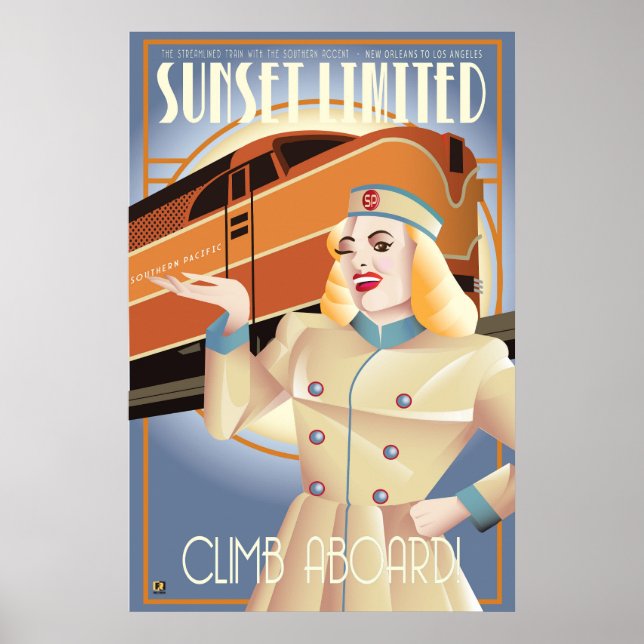 Sunset Limited Railway vintage poster  (Front)