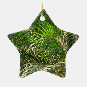 Sunset Lit Palm Fronds Tropical Ceramic Tree Decoration