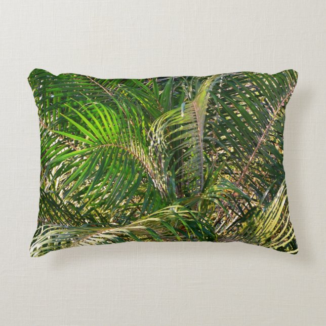 Sunset Lit Palm Fronds Tropical Decorative Cushion (Front)