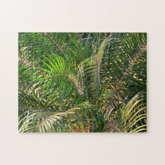 Sunset Lit Palm Fronds Tropical Jigsaw Puzzle