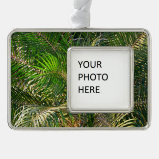 Sunset Lit Palm Fronds Tropical Silver Plated Framed Ornament
